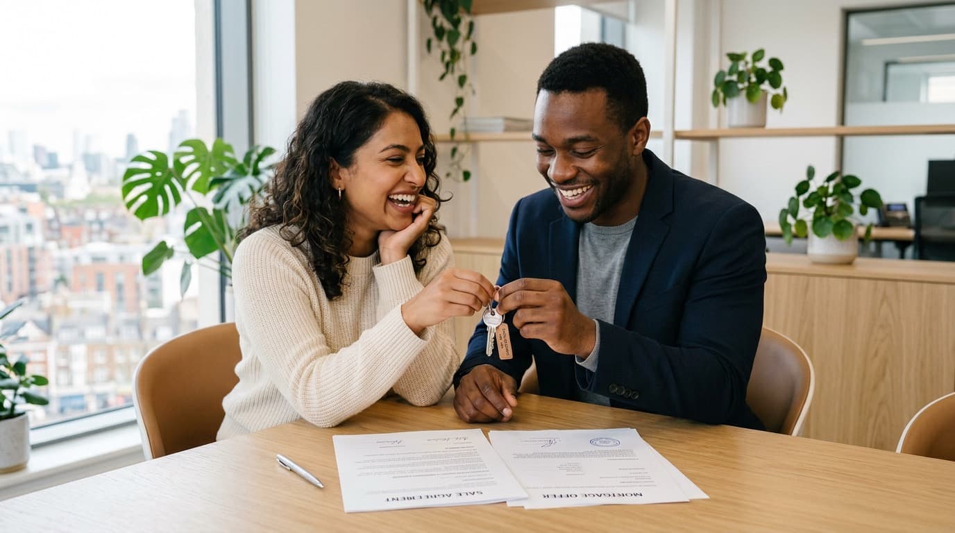 Young couple looking at their first home in Illinois