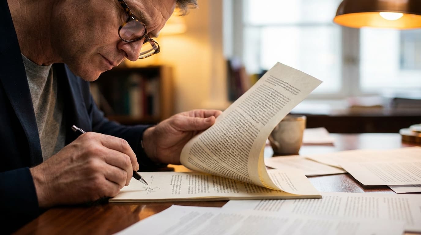 Person reading fine print of a rent-to-own agreement